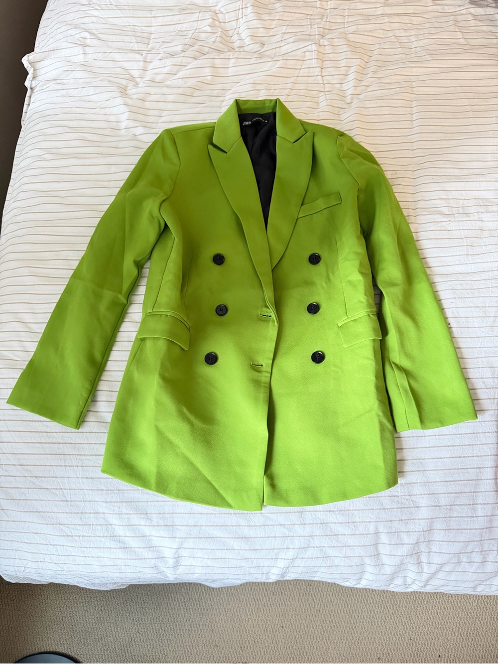 Zara Double-Breasted Bright Green Blazer S used once